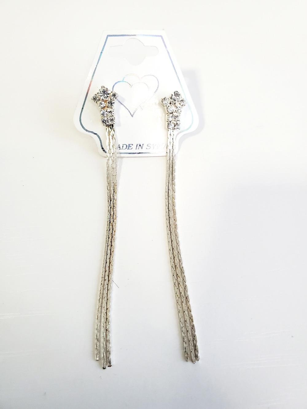 Silver Rhinestone Star Drop Earrings
